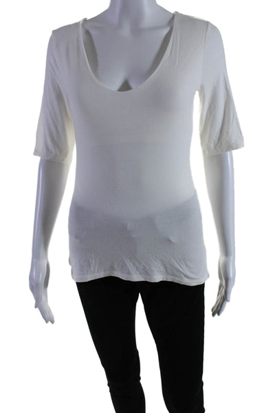 T Alexander Wang Womens 3/4 Sleeves V Neck Pullover Blouse White Size Medium