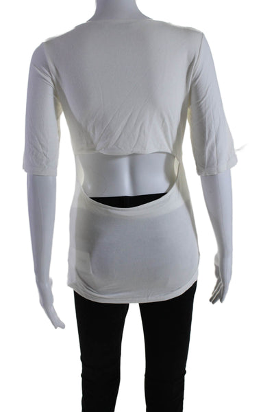 T Alexander Wang Womens 3/4 Sleeves V Neck Pullover Blouse White Size Medium