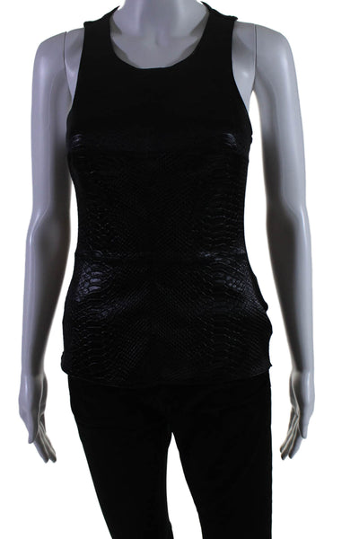 Bailey 44 Womens Faux Leather Snakeskin Print Sleeveless Tank Top Black Size Sma