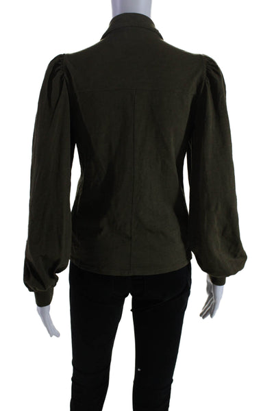 Nation LTD Womens Cotton Green Collar Button Front Long Sleeve Blouse Top Size S