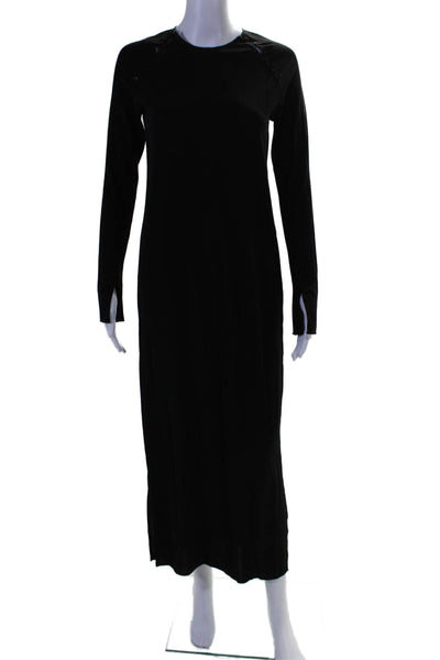 Loulou Studio Womens Long Sleeve Button Slit Sleek Long Dress Black Size S