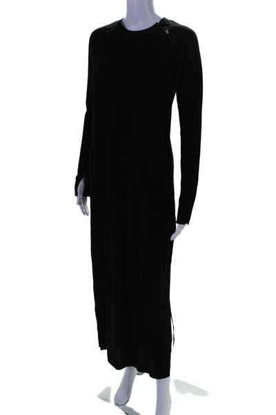 Loulou Studio Womens Long Sleeve Button Slit Sleek Long Dress Black Size S