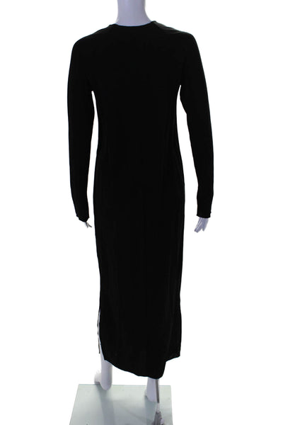 Loulou Studio Womens Long Sleeve Button Slit Sleek Long Dress Black Size S