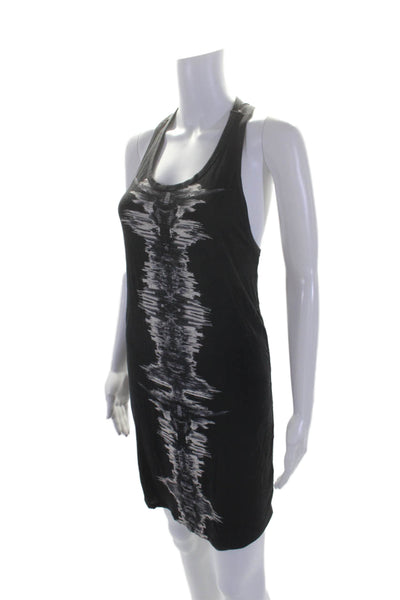 Haute Hippie Womens Abstract Racerback Sleeveless Mini Dress Gray Size XS