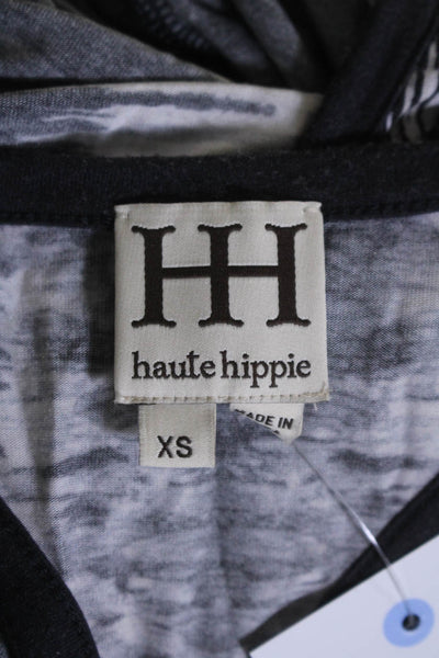 Haute Hippie Womens Abstract Racerback Sleeveless Mini Dress Gray Size XS