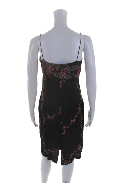 Tracy Reese Womens Beaded Floral Square Neck Sleeveless Dress Purple Size S