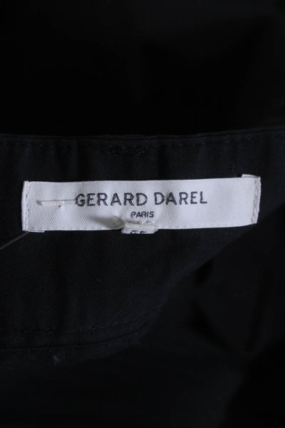 Gerard Darel Womens Double Buttoned Zipped Straight Leg Pants Black Size 42