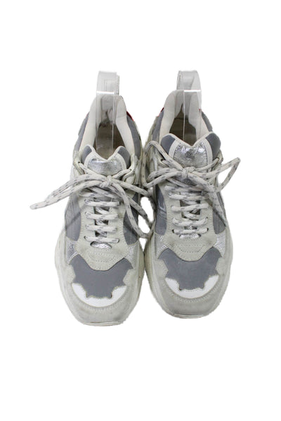 IRO Womens Leather Lace Up Low Top Chunky Bottom Sneakers White Grey Size 6