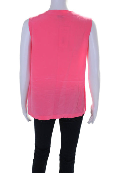 Kate Spade New York Womens Sleeveless V Neck Silk Blouse Top Pink Size 8