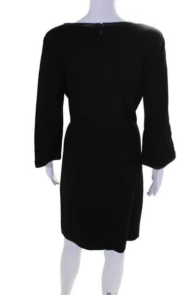 Trina Turk Womens Back Zip 3/4 Sleeve V Neck Shift Dress Black Size 6
