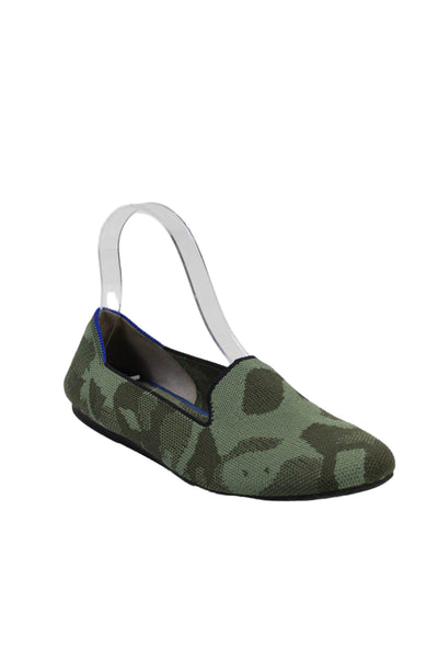 Rothys Womens Slip On Knit Camouflage Loafers Green Size 8.5