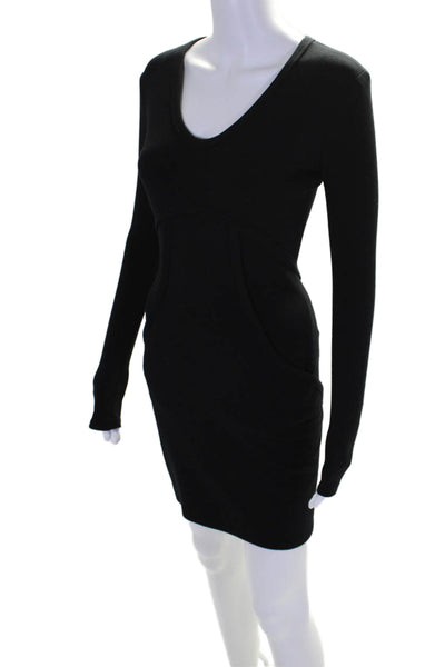 T Alexander Wang Womens Stretch Round Neck Long Sleeve Mini Dress Black Size XS