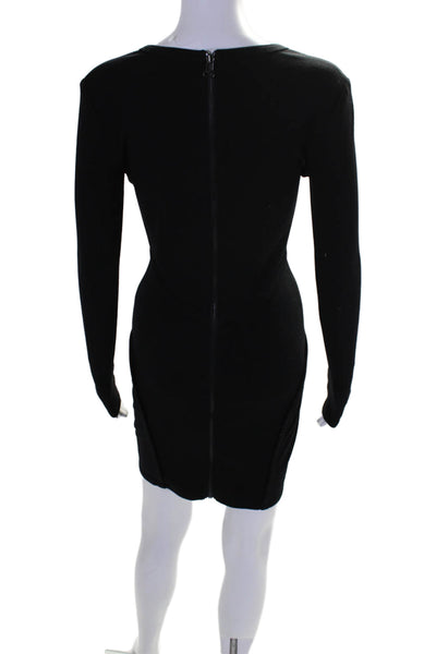 T Alexander Wang Womens Stretch Round Neck Long Sleeve Mini Dress Black Size XS