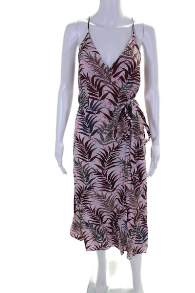 Sandro Paris Womens Silk Plaint Print V-Neck Sleeveless Wrap Dress Pink Size 3