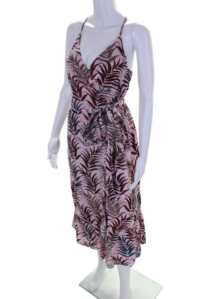 Sandro Paris Womens Silk Plaint Print V-Neck Sleeveless Wrap Dress Pink Size 3