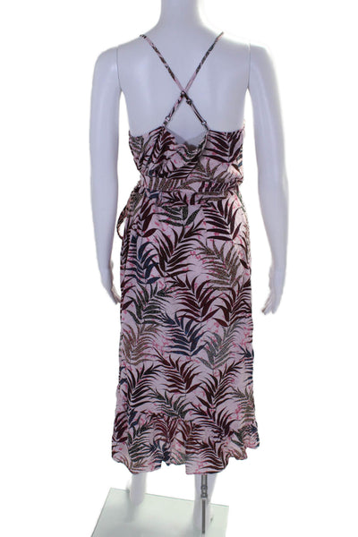 Sandro Paris Womens Silk Plaint Print V-Neck Sleeveless Wrap Dress Pink Size 3