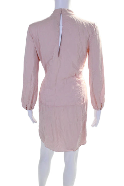 Amanda Uprichard Womens Silk Cut Out Long Sleeve Mini Dress Pink Size P