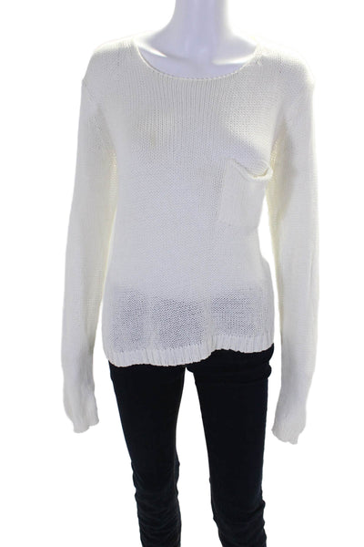 Wooden Ships Women's Round Neck Long Sleeves Pullover Sweater White Size M/L