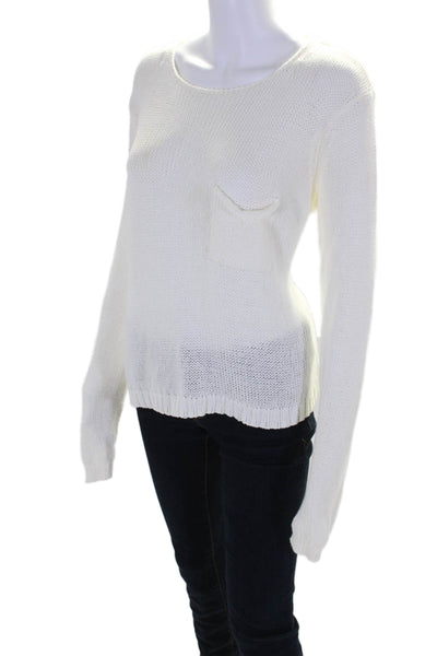 Wooden Ships Women's Round Neck Long Sleeves Pullover Sweater White Size M/L