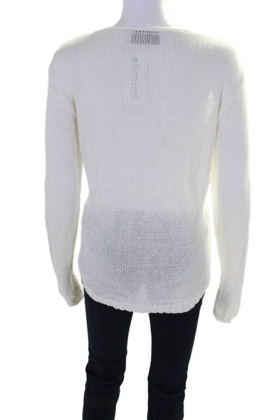 Wooden Ships Women's Round Neck Long Sleeves Pullover Sweater White Size M/L