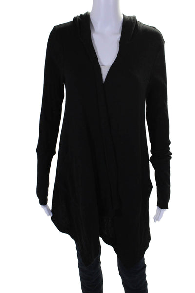 Splendid Women's Hood Long Sleeves Open Front Cardigan Sweater Black Size M