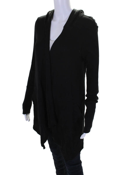 Splendid Women's Hood Long Sleeves Open Front Cardigan Sweater Black Size M