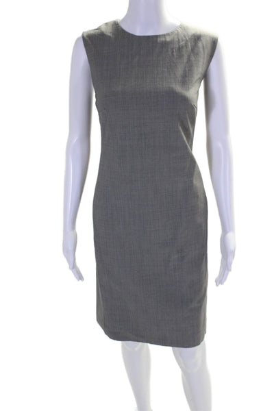 Theory Women's Round Neck Sleeveless Fitted Mini Dress Black Plaid Size 10