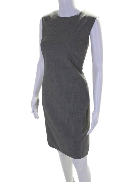 Theory Women's Round Neck Sleeveless Fitted Mini Dress Black Plaid Size 10