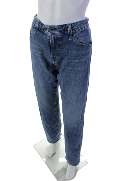 AG Adriano Goldschmied Womens Cotton Zip Button Wide Leg Jeans Blue Size EUR 34