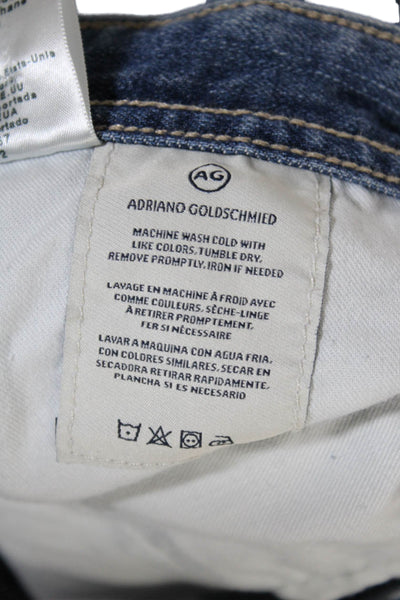 AG Adriano Goldschmied Womens Cotton Zip Button Wide Leg Jeans Blue Size EUR 34