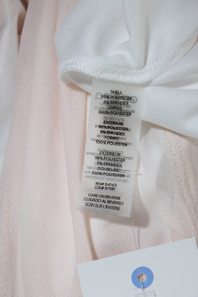 Calvin Klein Womens Long Sleeves Ruched V Neck Blouse Pink White Size Medium