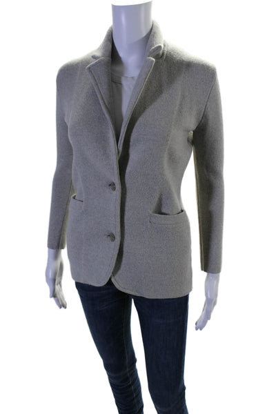 J Crew Womens Button Down Jacket Heather Gray Wool Size Petite Extra Extra Small