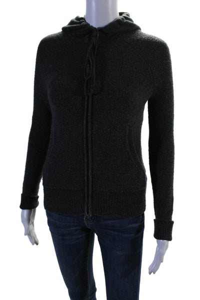 J Crew Womens Full Zipper Hooded Sweater Gray Wool Blend Size Extra Extra Small