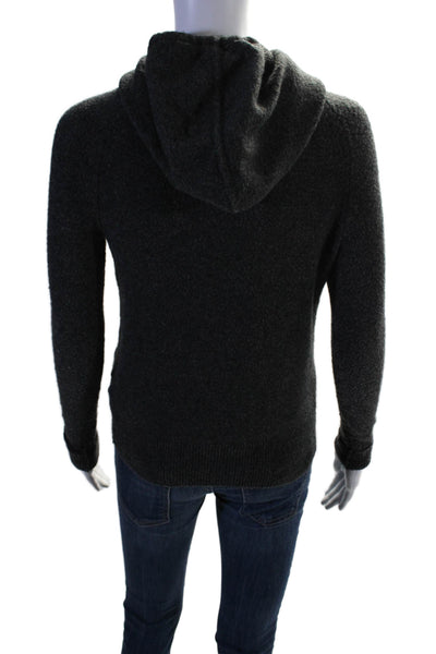 J Crew Womens Full Zipper Hooded Sweater Gray Wool Blend Size Extra Extra Small