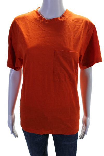 Sofie D Hoore Womens Textured Round Neck Short Sleeve Basic Tee Orange Size EUR