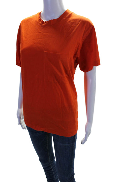 Sofie D Hoore Womens Textured Round Neck Short Sleeve Basic Tee Orange Size EUR