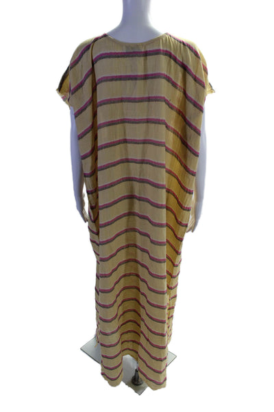 Mademoiselle Hortense Saint Barth Womens Striped Cover Up Beige Pink One Size