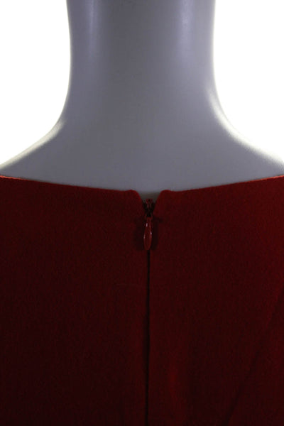 J Crew Women's Round Neck Long Sleeves Pockets A-Line Mini Dress Red Size 10