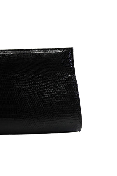 Barfield & Baird Womens Lizard Skin Clasp Hand Held Small Clutch Bag Black OS