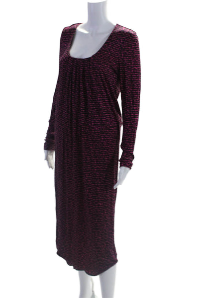 Boss Hugo Boss Womens Black Pink Print Scoop Neck Long Sleeve Shift Dress Size L