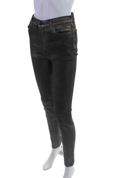 J Brand Womens Gray Gold Dust High Rise Maria Skinny Leg Pants Size 29