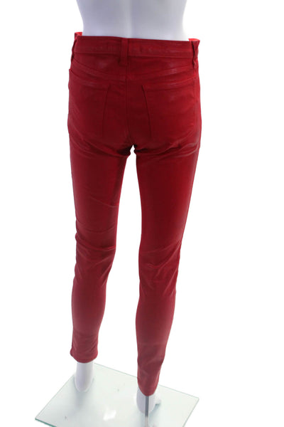 J Brand Womens Bright Red Cotton Blend High Rise Skinny Leg Pants Size 29