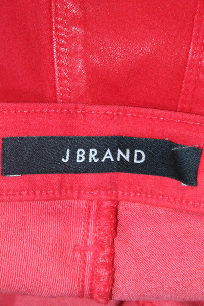 J Brand Womens Bright Red Cotton Blend High Rise Skinny Leg Pants Size 29