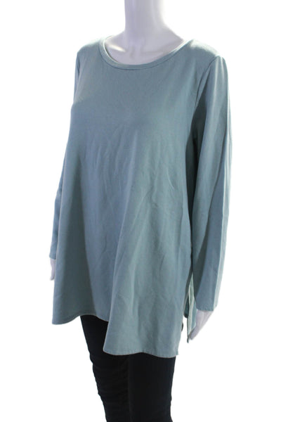 Eileen Fisher Womens Long Sleeves Pullover Sweater Blue Organic Cotton Sz Large