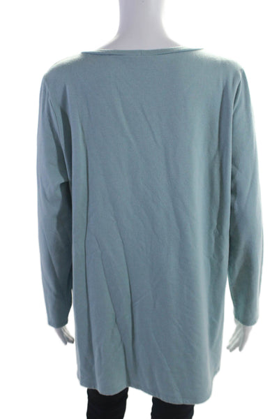 Eileen Fisher Womens Long Sleeves Pullover Sweater Blue Organic Cotton Sz Large