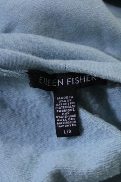 Eileen Fisher Womens Long Sleeves Pullover Sweater Blue Organic Cotton Sz Large