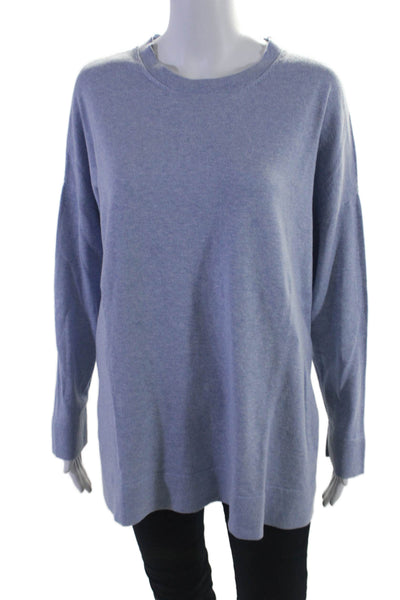 Eileen Fisher Womens Long Sleeves Pullover Sweater Blue Organic Cotton Size Larg