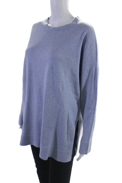 Eileen Fisher Womens Long Sleeves Pullover Sweater Blue Organic Cotton Size Larg