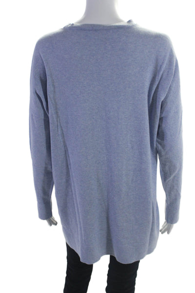 Eileen Fisher Womens Long Sleeves Pullover Sweater Blue Organic Cotton Size Larg