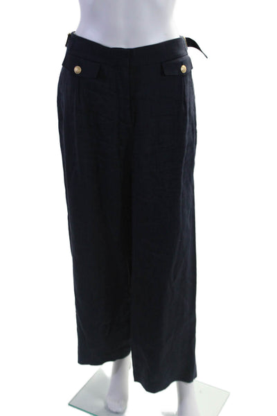 J Crew Womens Lined Pleated Zip Gold Tone Hardware Dress Pants Navy Size 10
